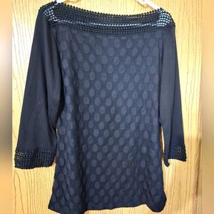 Shannon Ford Elegant Black Crochet Trim Women's Top